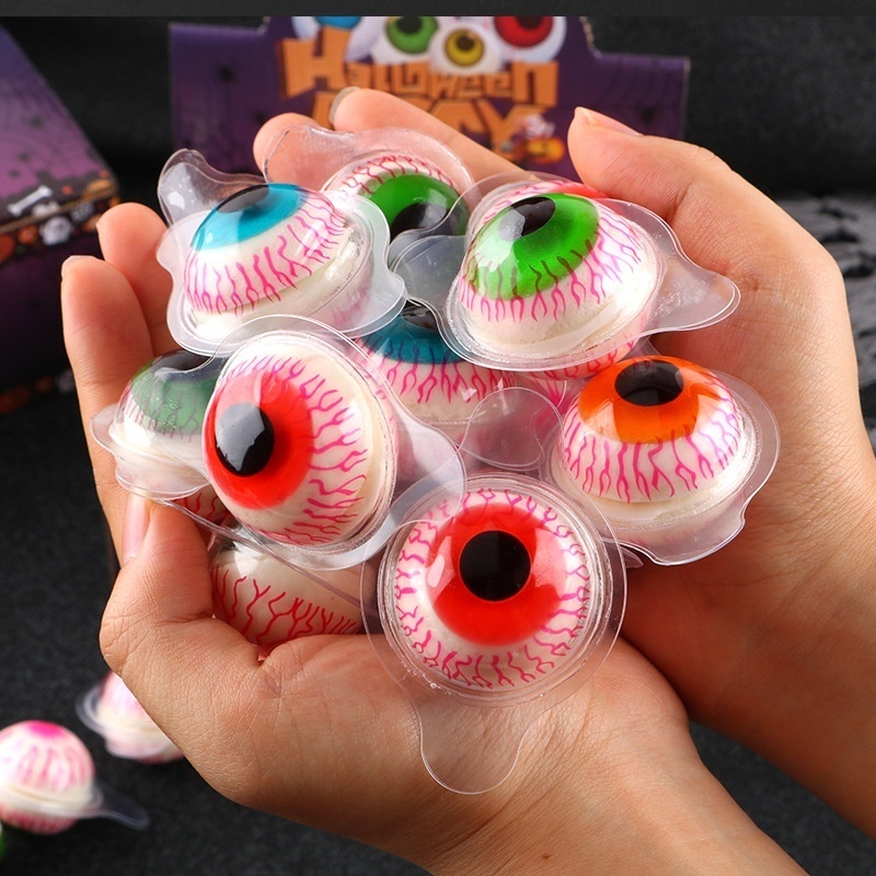 Hot Selling 36g*2 Trolli Sweet Eyeball Shape Gummy Eye Balls Soft Candy Halloween Jelly Gummy Balls