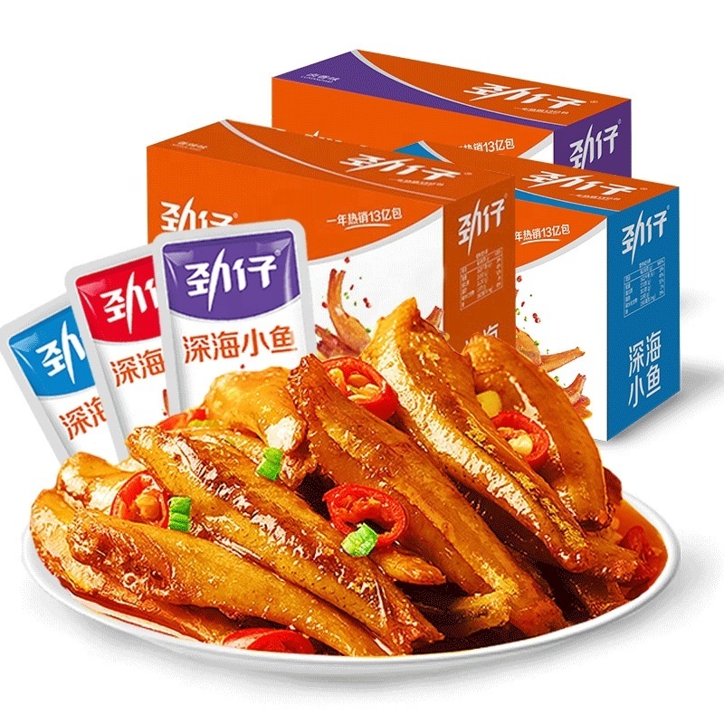 Chinese Jinzai 12g Spicy Sauce Flavor Seafood Fish Snacks Ready-to-eat Dried Fish Instant Snacks