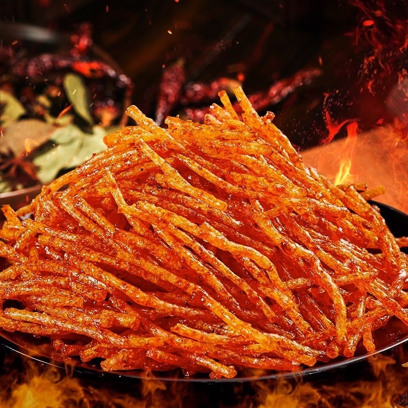 Popular 100g Chinese Bibizan Hot Spicy Latiao Gluten Grain Snacks Exotic Asian Spicy Strip Snacks