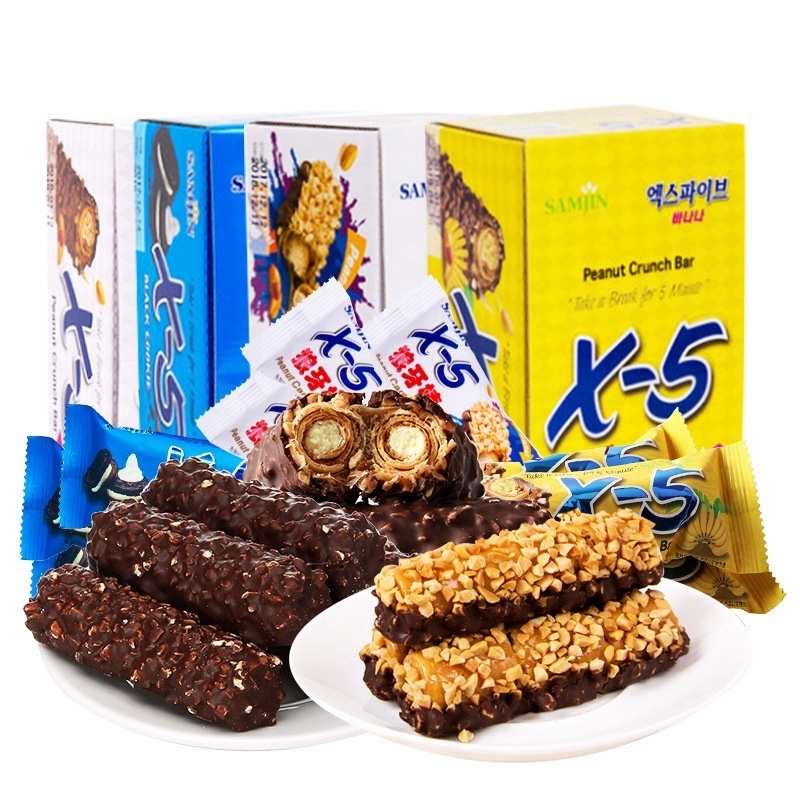 Korean Leisure Snacks Peanut Chocolate Bar Banana/Original/Dark Chocolate Flavor X-5 Chocolate Energy Bar