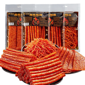 Popular 100g Chinese Bibizan Hot Spicy Latiao Gluten Grain Snacks Exotic Asian Spicy Strip Snacks