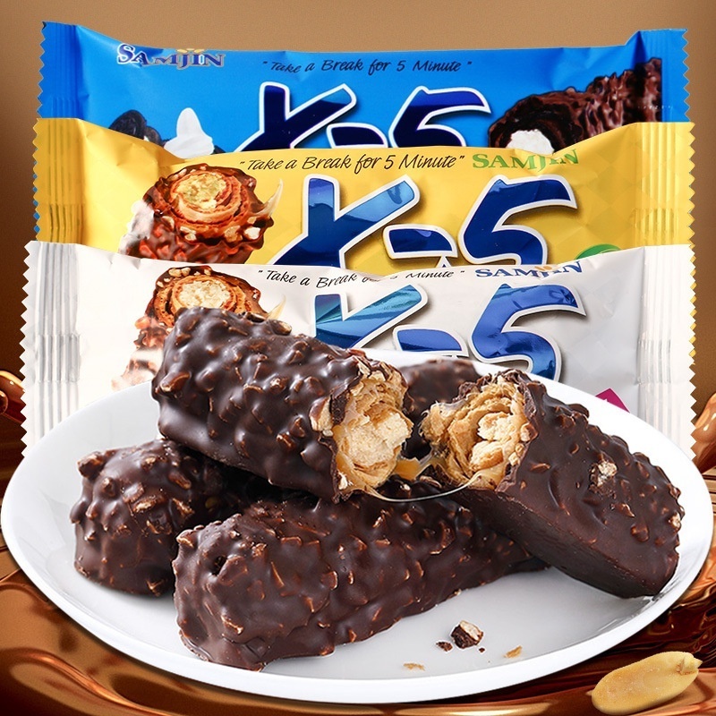 Korean Leisure Snacks Peanut Chocolate Bar Banana/Original/Dark Chocolate Flavor X-5 Chocolate Energy Bar