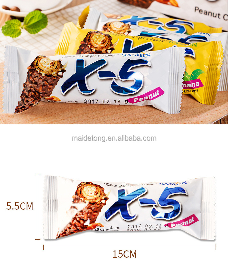 Korean Leisure Snacks Peanut Chocolate Bar Banana/Original/Dark Chocolate Flavor X-5 Chocolate Energy Bar