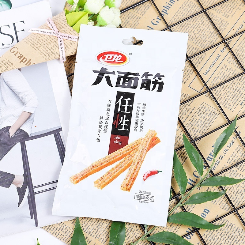 Hot Selling 65g Boxed Chinese Weilong Nostalgic Big Gluten Food Spicy Strips Latiao Snacks Asian Snacks