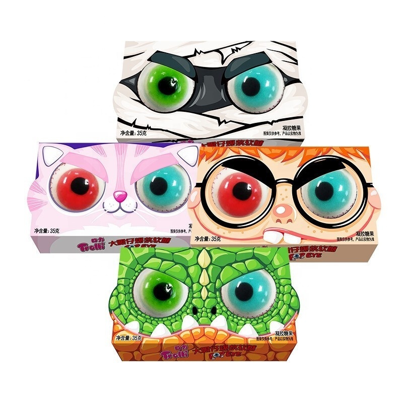 Hot Selling 36g*2 Trolli Sweet Eyeball Shape Gummy Eye Balls Soft Candy Halloween Jelly Gummy Balls