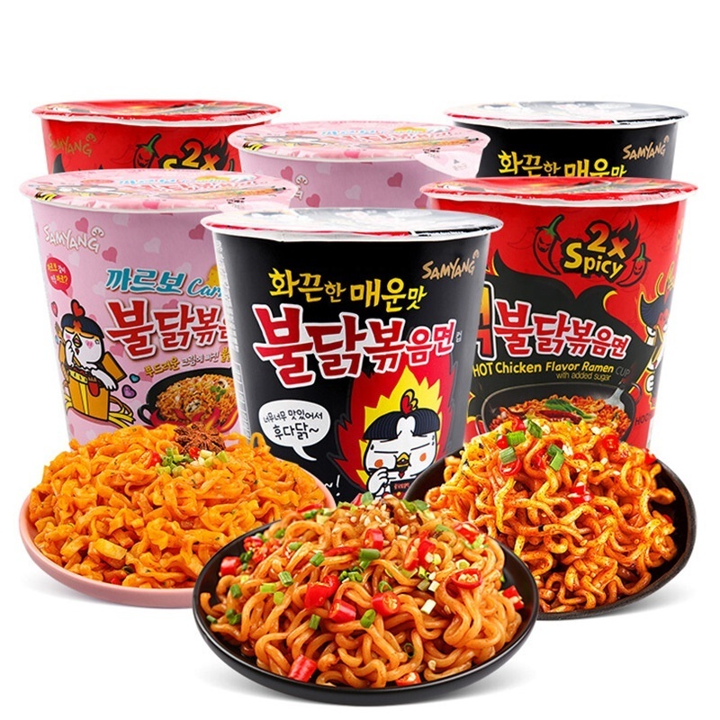 Korean Ramen Cup 70g Spicy Instant Chicken Noodles Hot Exotic Snacks Food Fried Processing Box Packaging