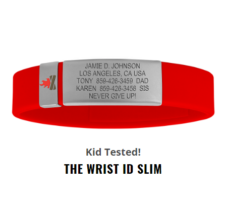 Slim kids ID band with stainless steel tag  Custom Silicone Personalized engraved Bracelet