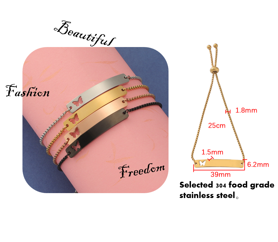 Personalized engraved Bracelet for Women Gold, Stainless steel Stacking bracelet for Friend Inspirational Gift factory