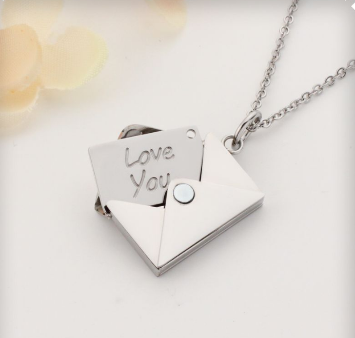 High quality fine jewelry necklace custom silver envelope love necklace