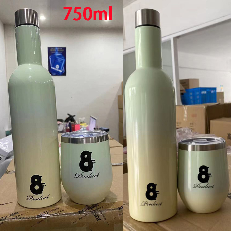 Double Wall Vacuum Stainless Steel Yerba Mates Tea Cup Wine Tumbler Vacuum Flask Set With Two Bombilla Straw 2 cup 3 lid custom