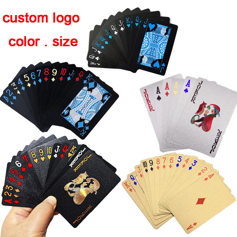 plastic wholesale gold Edge 54 deck of casino playing cards pvc waterproofing custom cover custom instruction booklet poker card