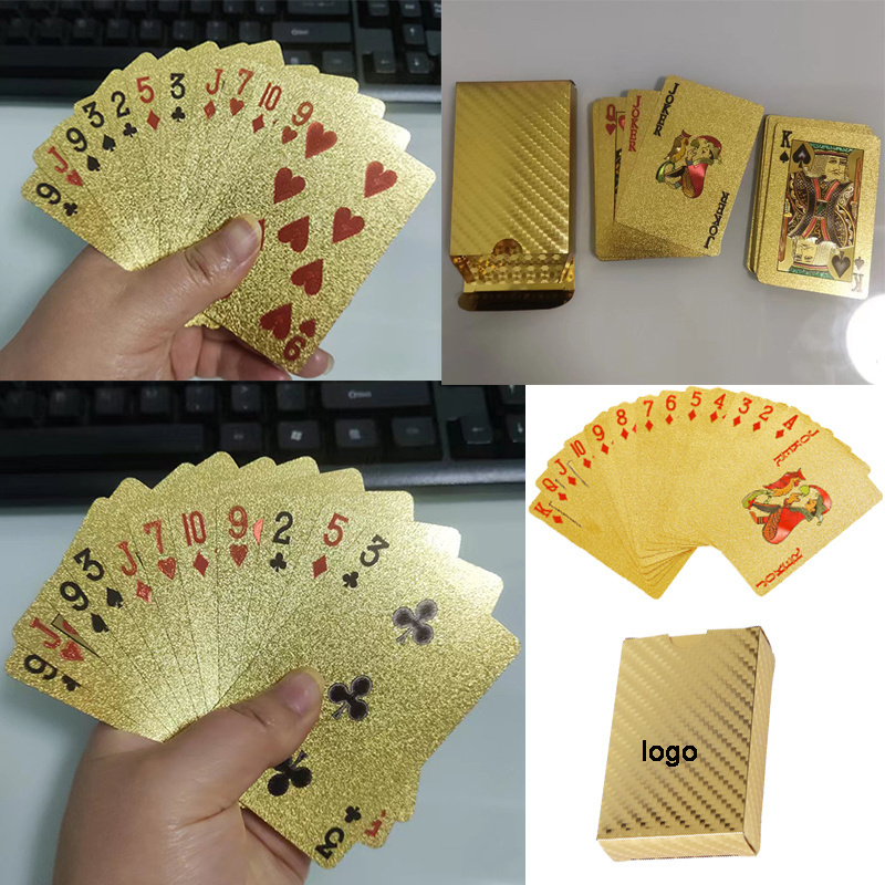 CUSTOM LOGO PVC plastic waterproof playing cards poker deck gold foil poker set tarot card for family game black silver red blue