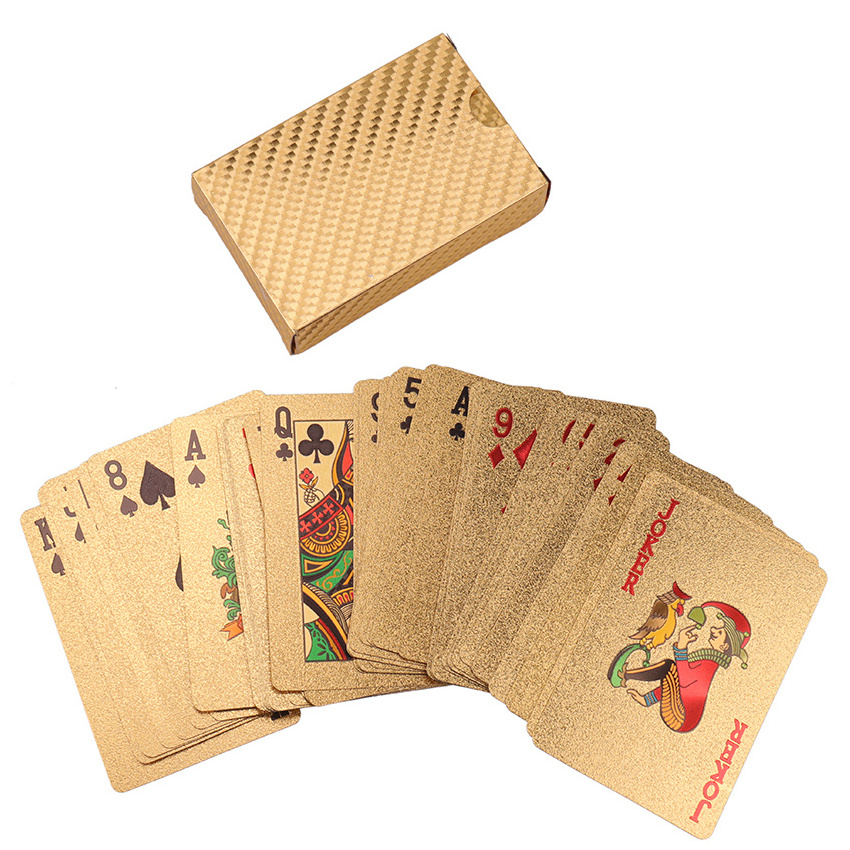 table games durable waterproof plastic playing cards gold foil poker golden poker 24k gold foil plated playing cards deck gift