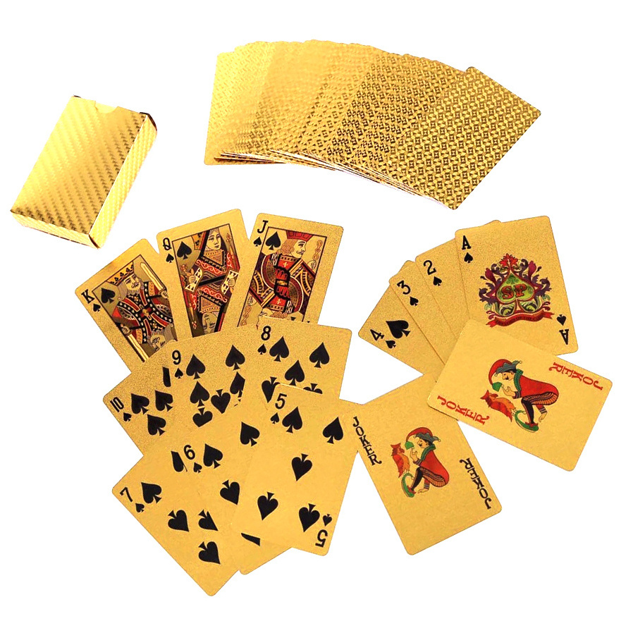 table games durable waterproof plastic playing cards gold foil poker golden poker 24k gold foil plated playing cards deck gift