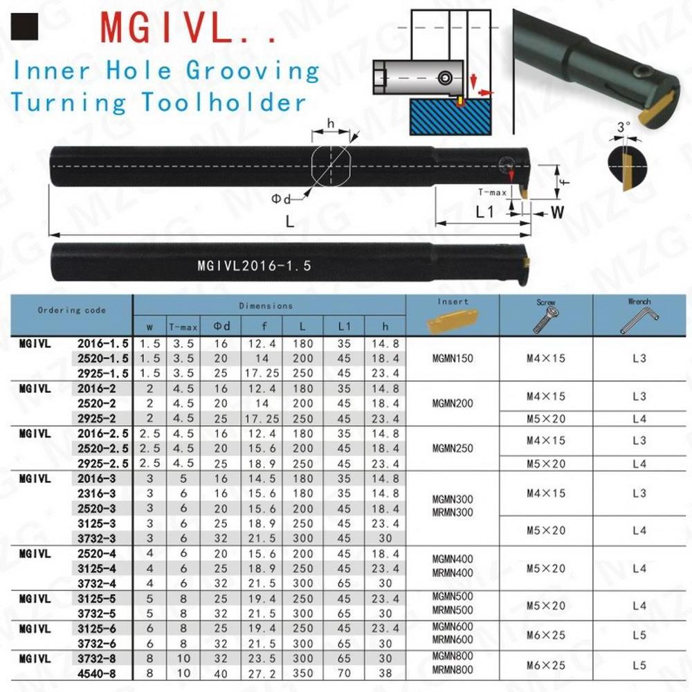 Maifix MGIVL Cutting off Tool holders Internal Groove Cutter for CNC Lahte MGMN Insert Grooving Turning Tools