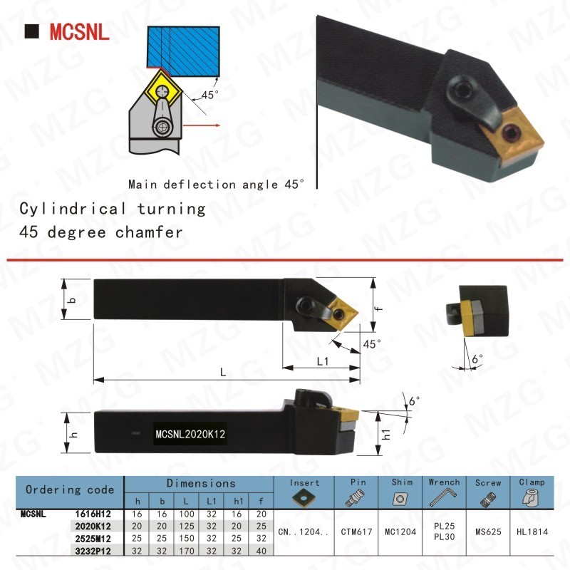 Maifix MCSNL Carbide Insert CNC Lathe Boring Cutters Metal Cutting Toolholders External Turning Tool