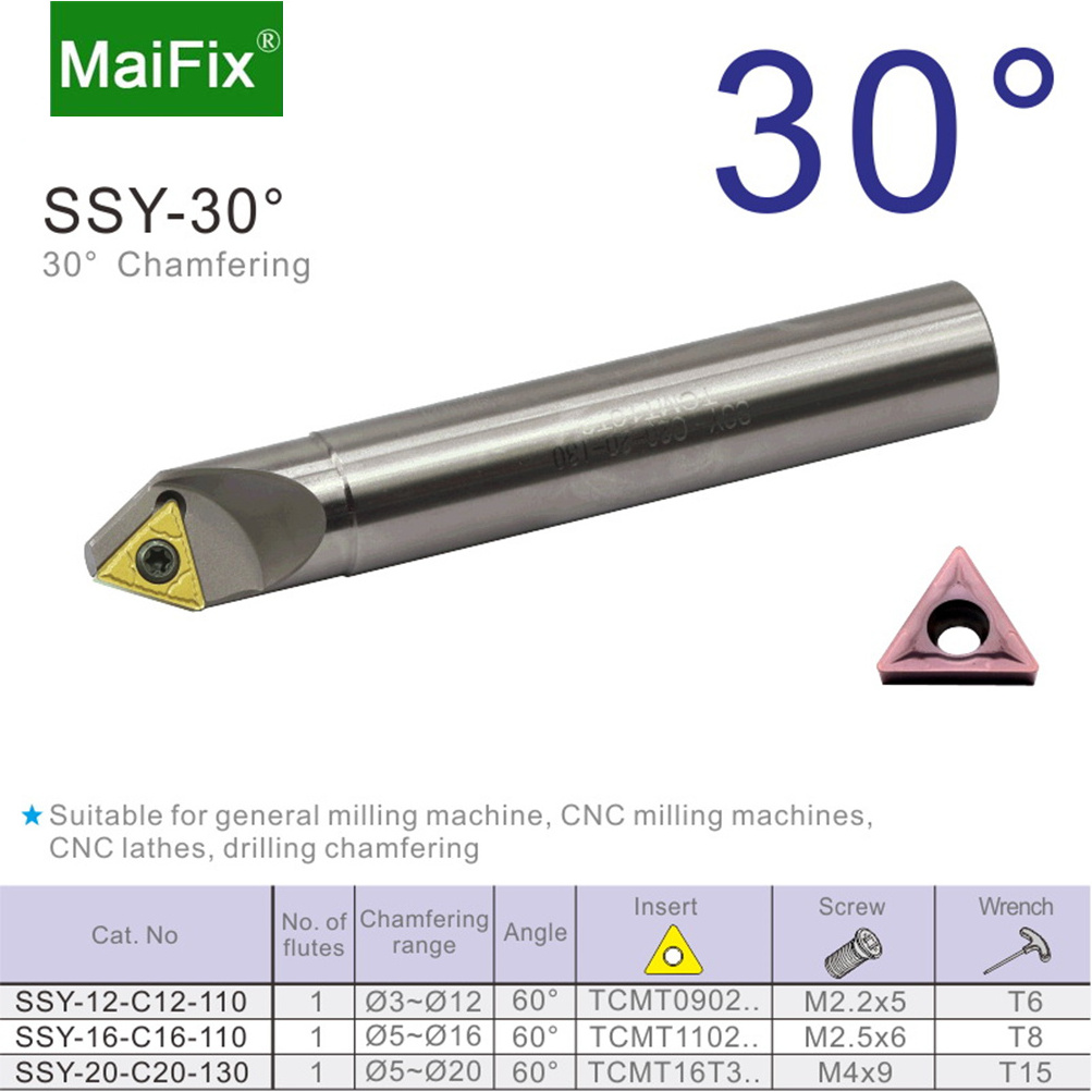 Maifix SSK 45 Degree Carbide Chamfering Cutter and SSY 30 Degree Chamfer CNC Lathe Milling Chamfering End Mill