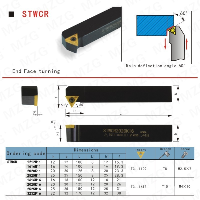 Maifix 20 12mm STWCR CNC Carbide Inserts Boring Bar Clamped Steel  Lathe Cutter TCMT External Turning Tool Holder