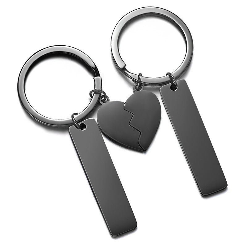 2022 Customized Stainless Steel Combination Peach Heart Keychain Lettering Personality diy Love Couple Keychain