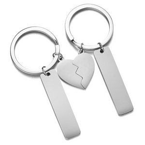 2022 Customized Stainless Steel Combination Peach Heart Keychain Lettering Personality diy Love Couple Keychain