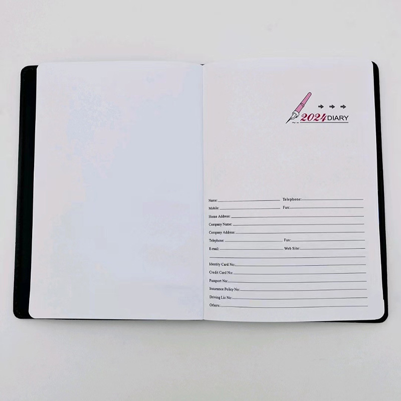 2024 calendar sublimation planner blanks custom printing leather cover magnetic buckle weekly daily agenda planner 2024-2025