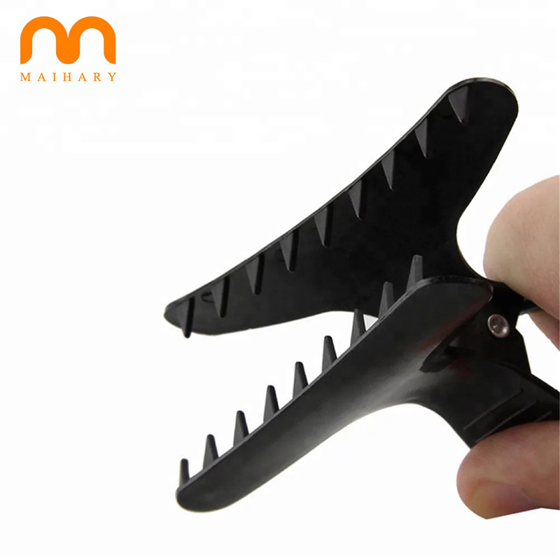 Customized Logo Barber Sectioning Hair Clips Black Plastic Butterfly Clips For Women Styling