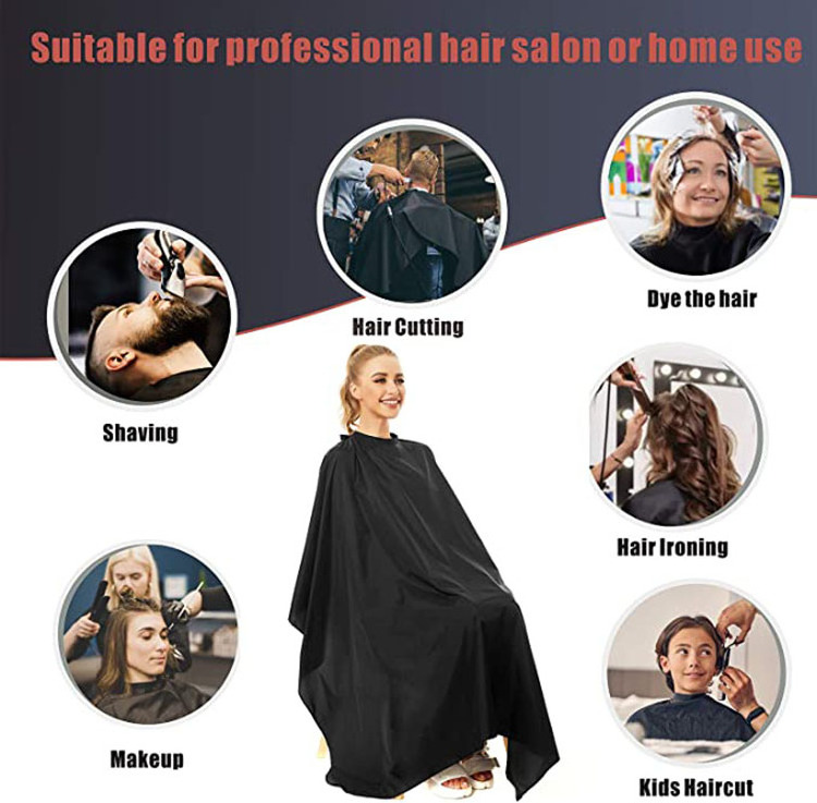 factory price hair cutting black waterproof gown print logo custom salon capes