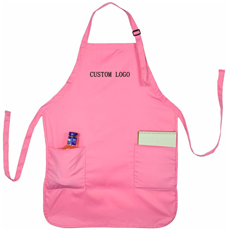 custom logo short adjustable chef cooking BBQ nail hair pet beauty woman pink salon apron