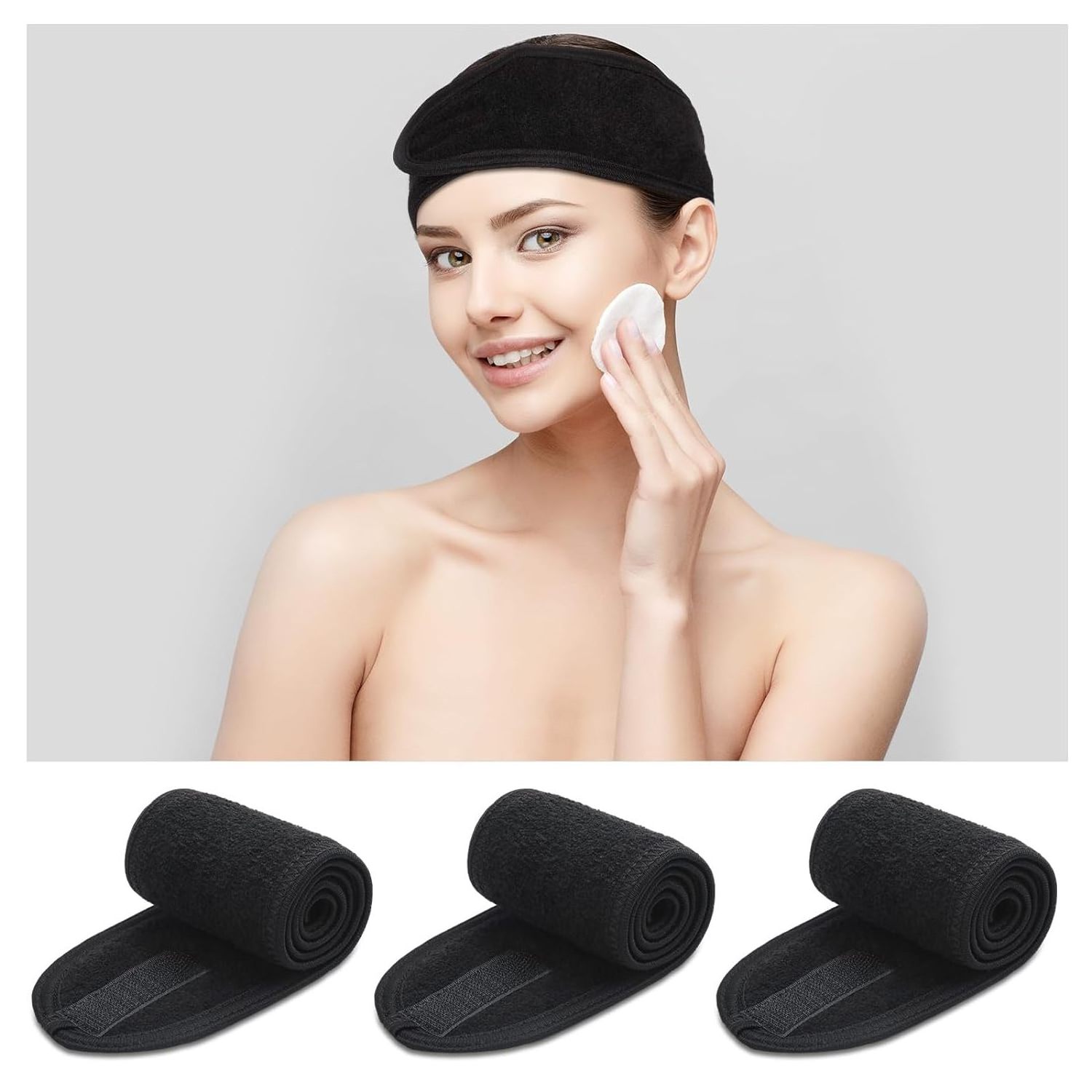 custom logo microfiber quick dry bath sport black hairband spa headband for beauty salon