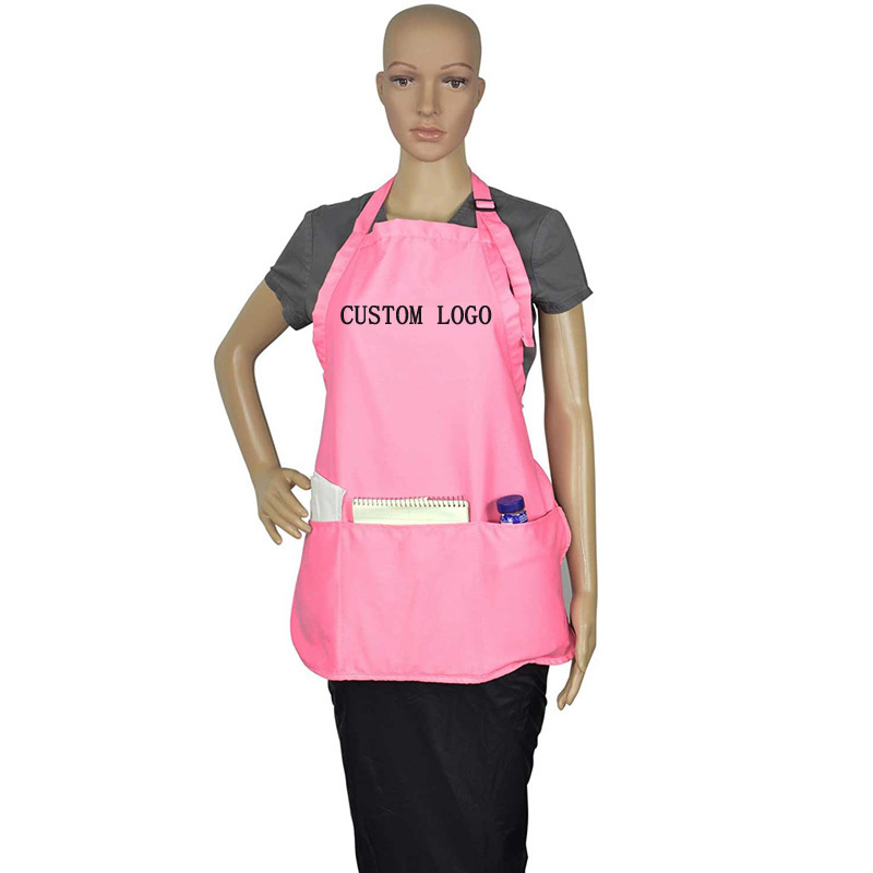 custom logo short adjustable chef cooking BBQ nail hair pet beauty woman pink salon apron