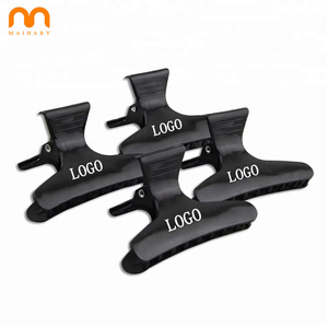 Customized Logo Barber Sectioning Hair Clips Black Plastic Butterfly Clips For Women Styling