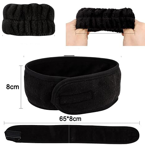 Custom LOGO Headband for Washing Face Ultra Soft Adjustable Makeup Hair Band with Magic Tape