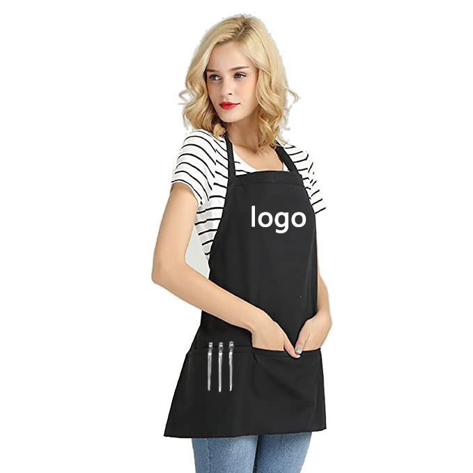 custom women waterproof beauty nail spa barber bib pockets stylist apron with logo