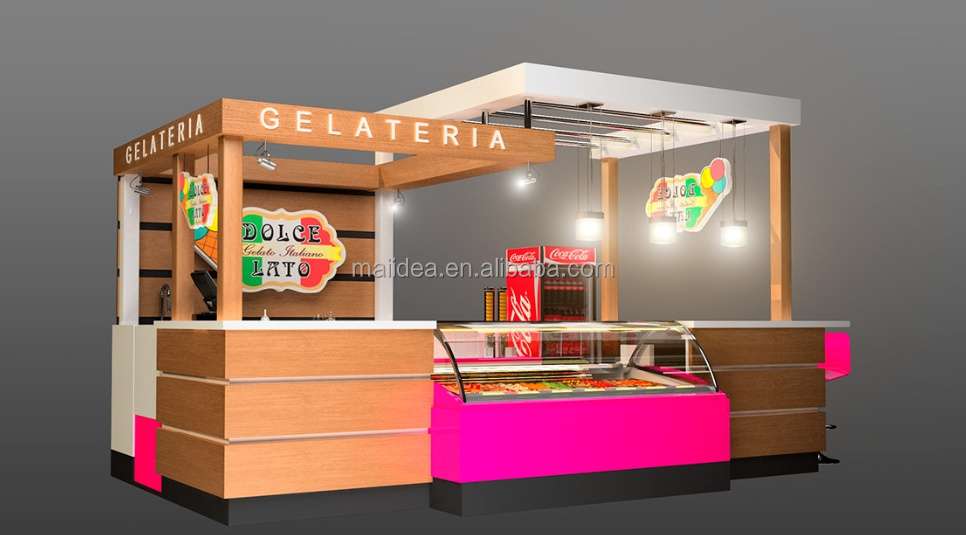 Frozen yogurt kiosk gelato station designed ice cream stand beverage stand for sale