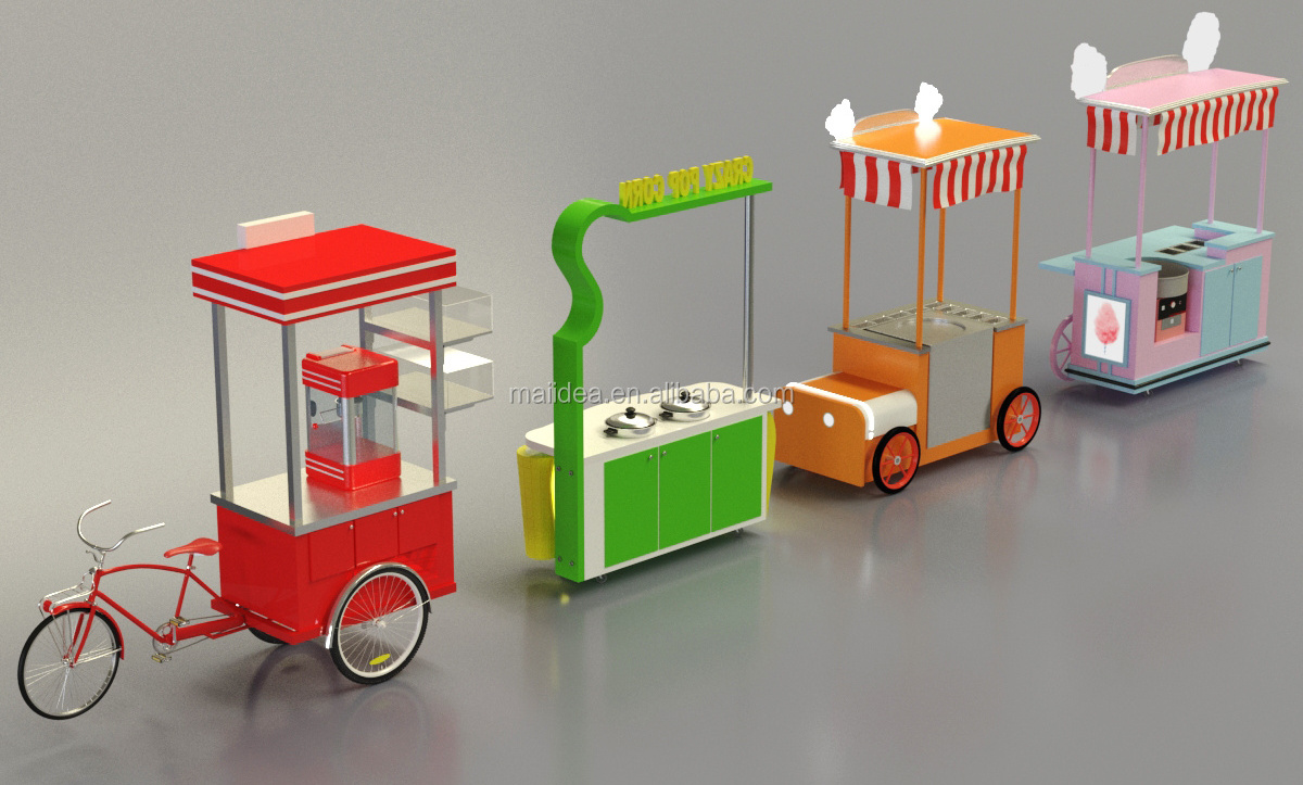 The Customized Food Cart for Candy Outdoor Kiosk/Fast Food Stand Counter for Crepe Mobile Cart for Manufacturer