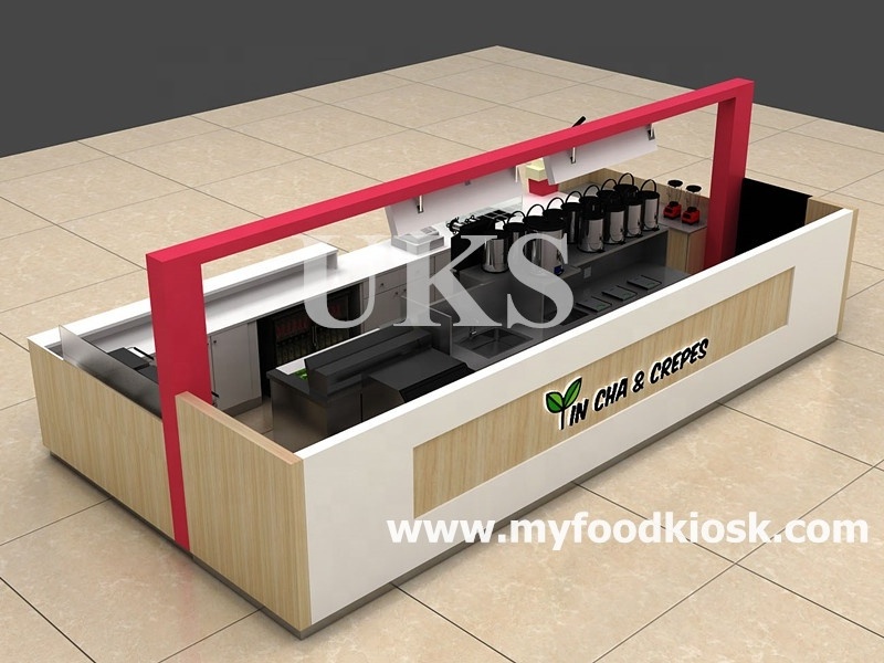 customized cup-shape bubble tea ice cream kiosk for sales fruit juice bar for waffle crepe kiosk