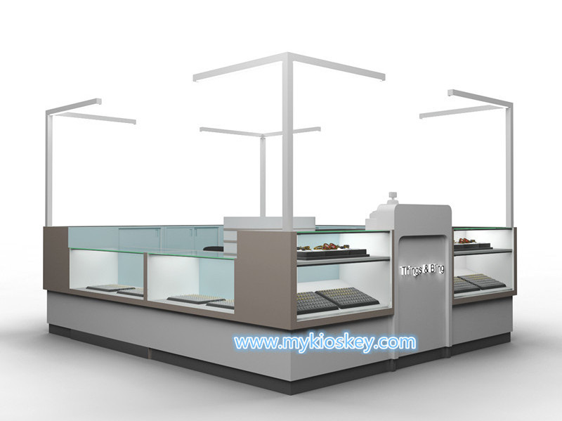 10 ft by 10 ft High-end jewelry display kiosk retail jewelry stand jewelry booth design for sale