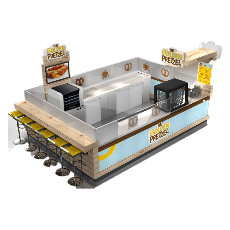 Mall food kiosks design ideas for crepe waffle food kiosk