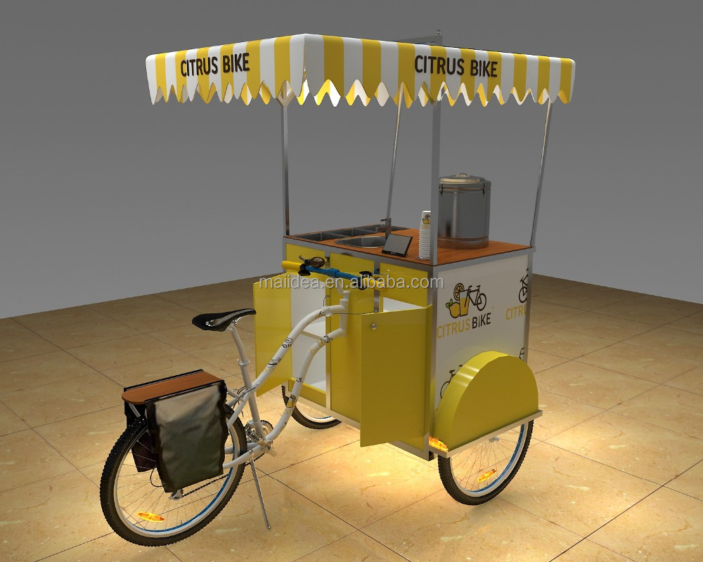 Best selling biking food cart/stainless juice cart with wheel/coffee bicycle