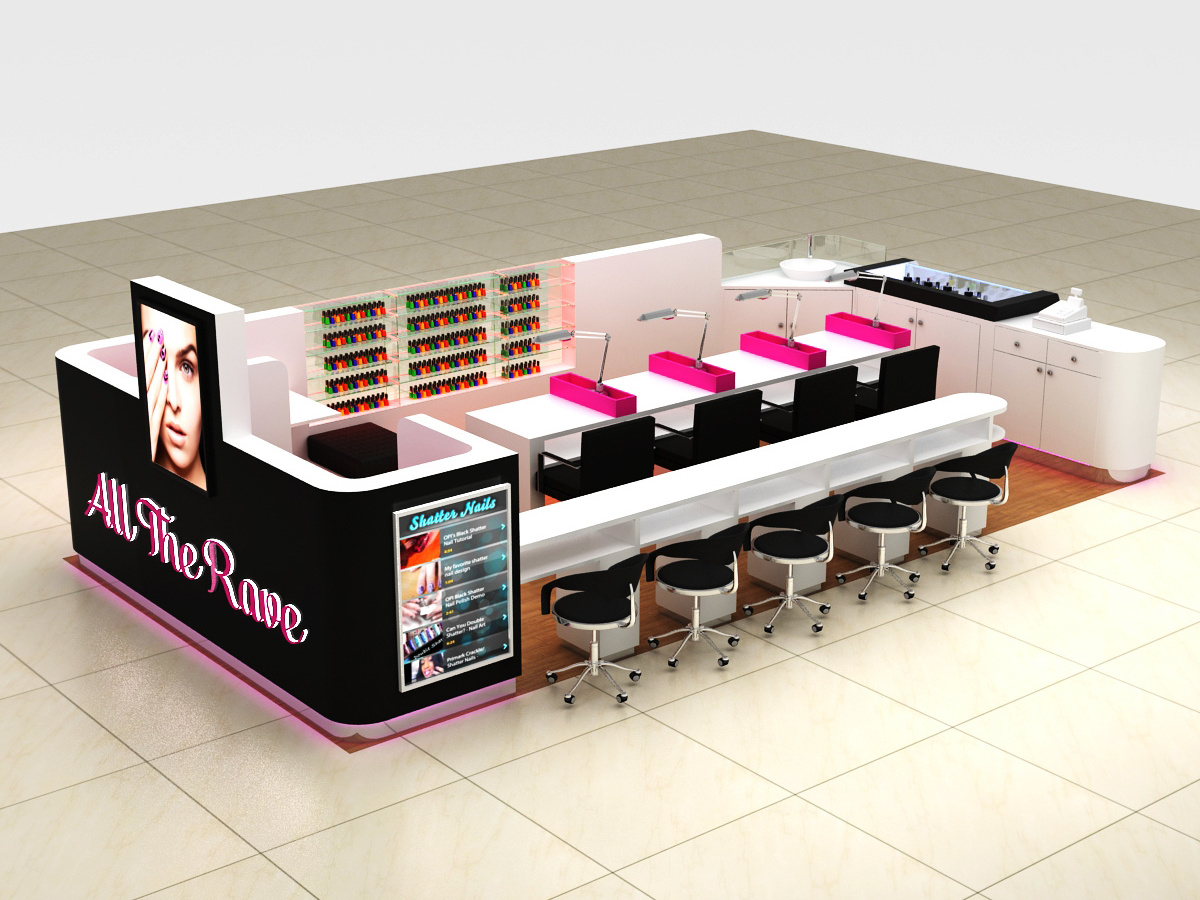 best price nail salon kiosk beauty nail display cabinet  nail salon polish booth for sale