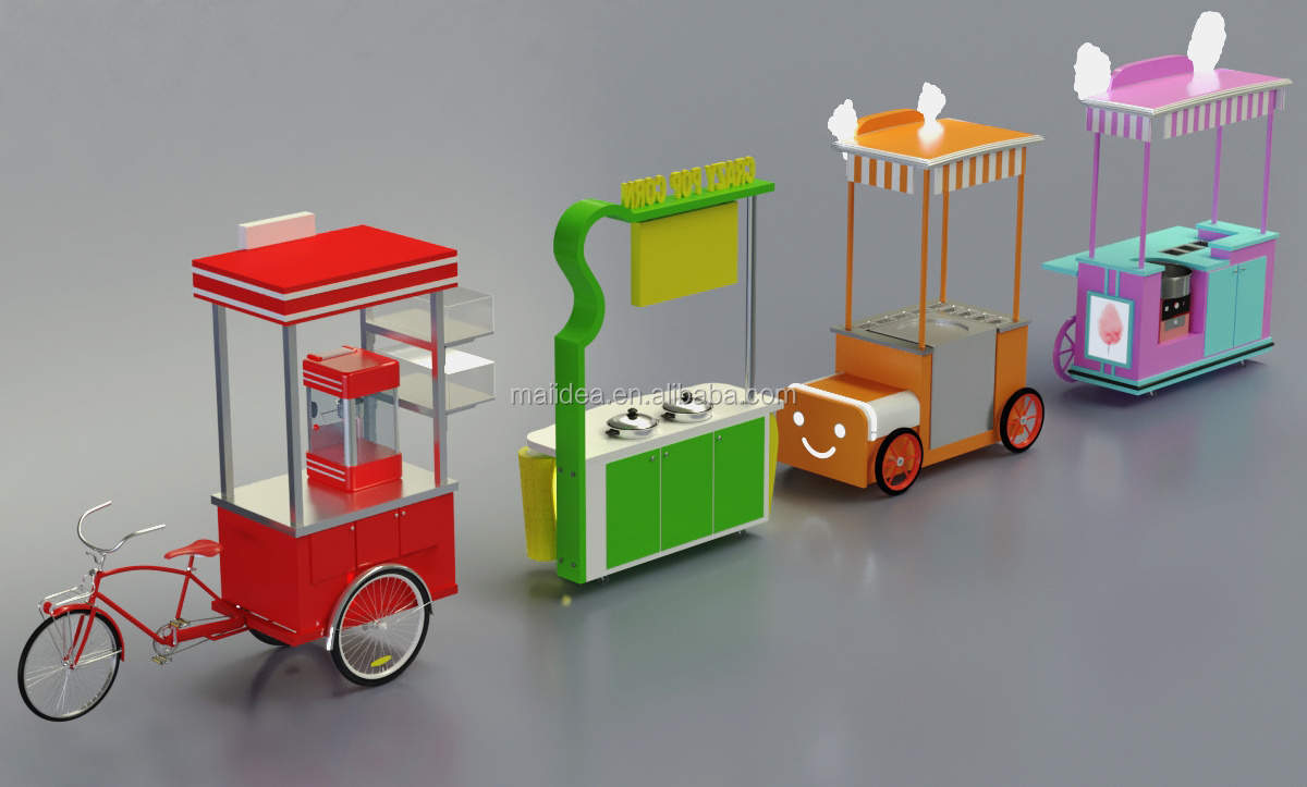 The Customized Food Cart for Candy Outdoor Kiosk/Fast Food Stand Counter for Crepe Mobile Cart for Manufacturer