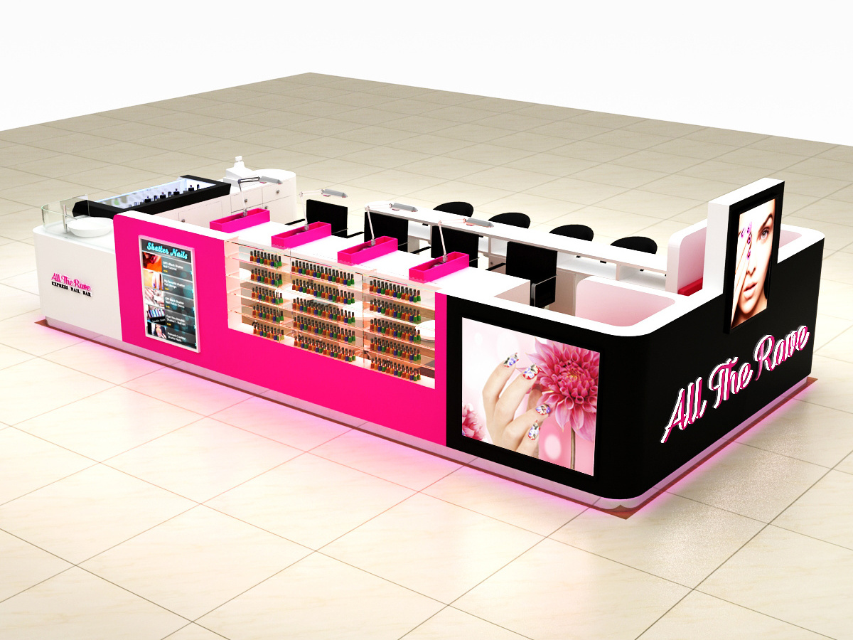 best price nail salon kiosk beauty nail display cabinet  nail salon polish booth for sale