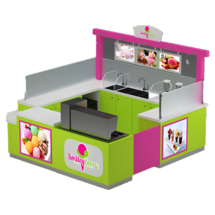 Mall food kiosks design ideas for crepe waffle food kiosk