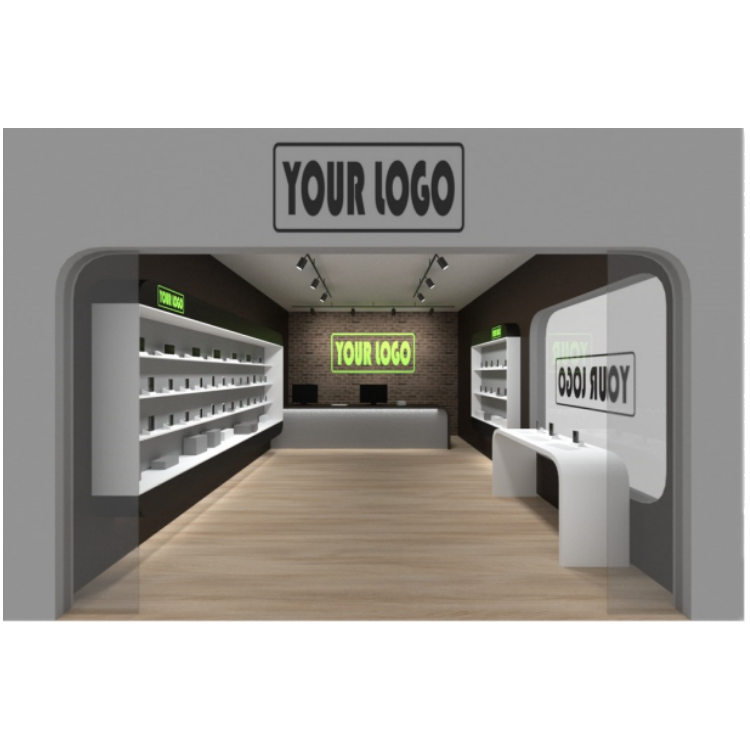 Mobile phone shop indoor layout mobile phone showcase booth design furniture for sale