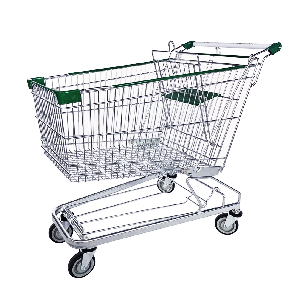 Best Seller 180L Supermarket Shopping Cart With Heavy Duty Wheel