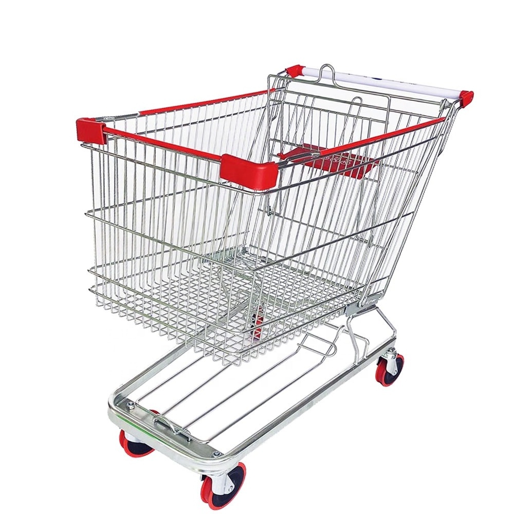 Best Seller 180L Supermarket Shopping Cart With Heavy Duty Wheel