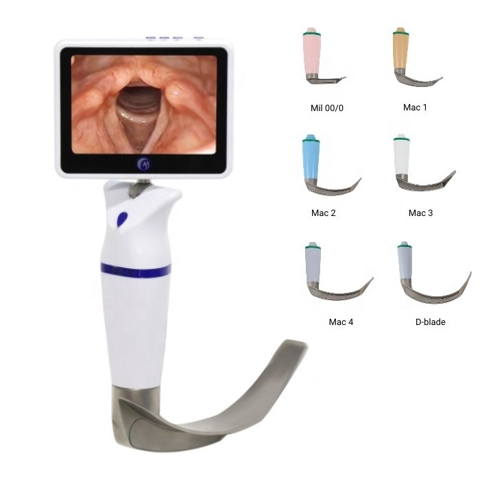 Factory Price High Selling Resolution Medical Fiber Optic Laryngoscope Video Blades With Large Capacity Battery