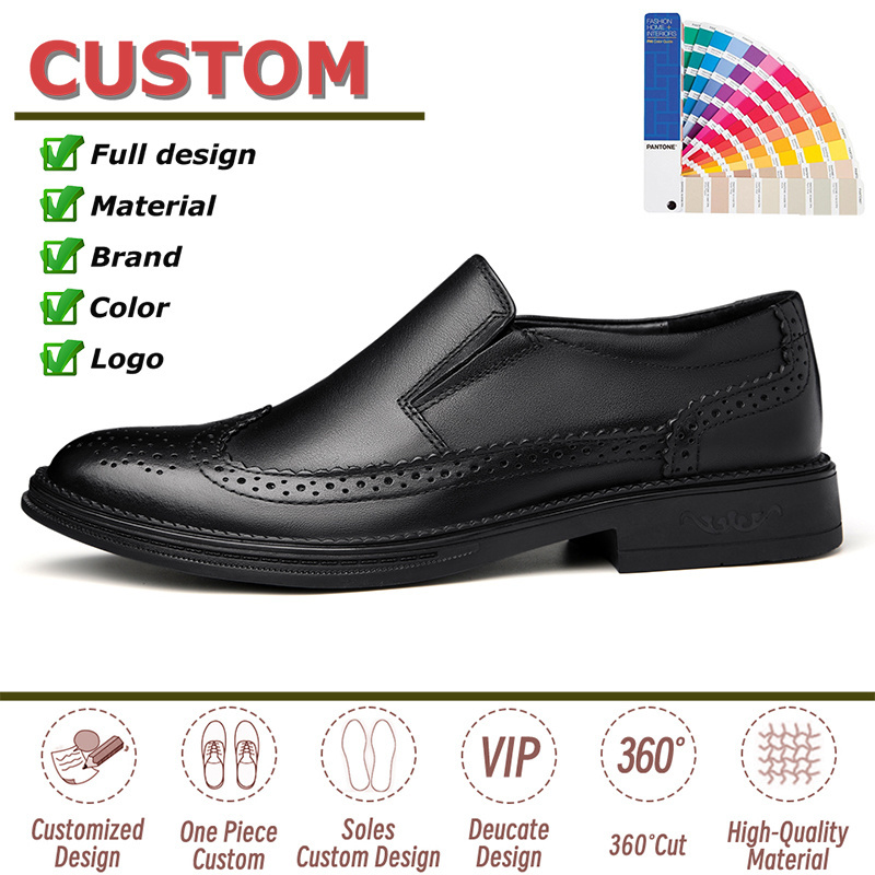 Top Selling Products 2024 High Quality Mens Formal Shoes Custom Casual Cow Leather Slip-On Loafers Brogue Dress Shoes For Ladies