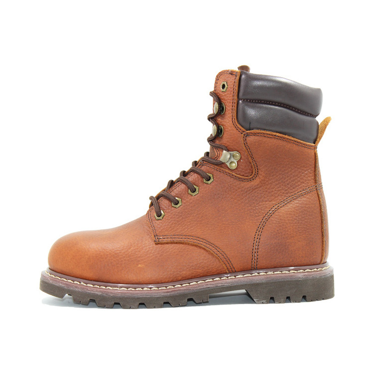 Goodyear welted high cut  leather rubber sole steel toe work boots