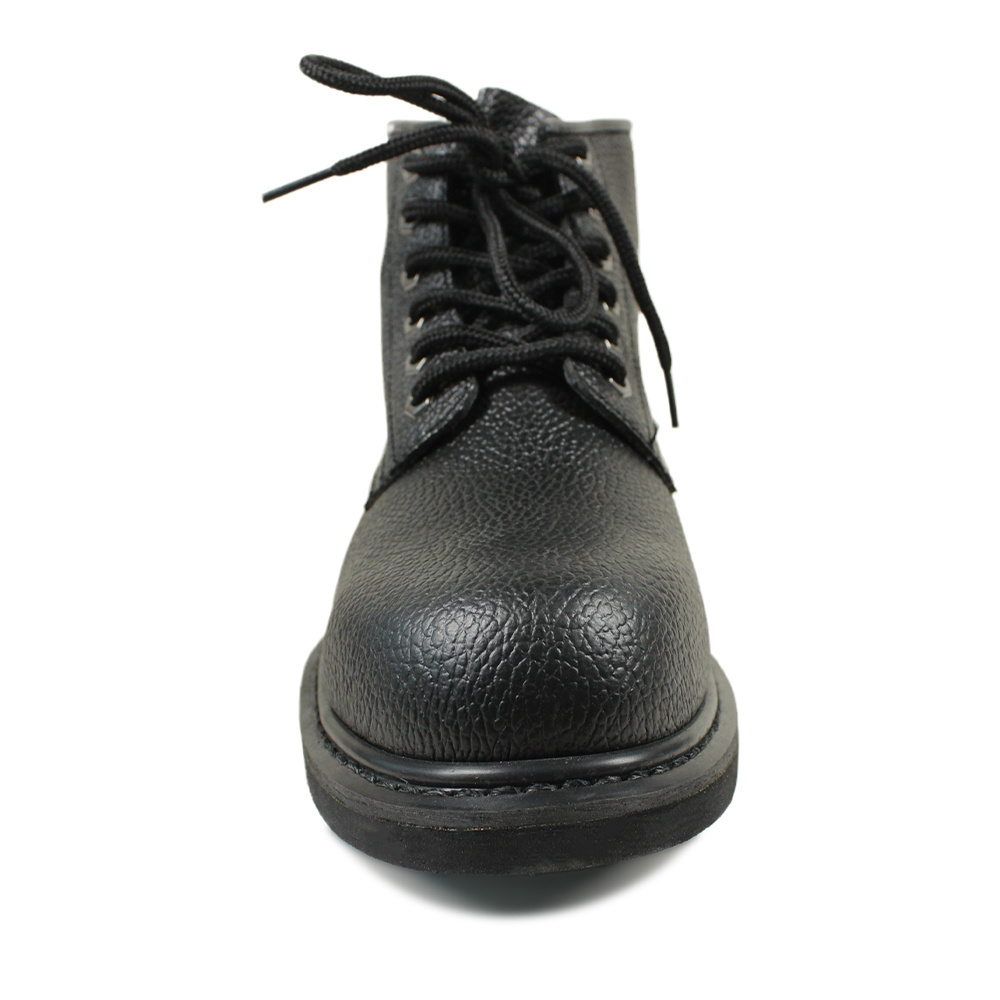 Mid cut black leather men work boots